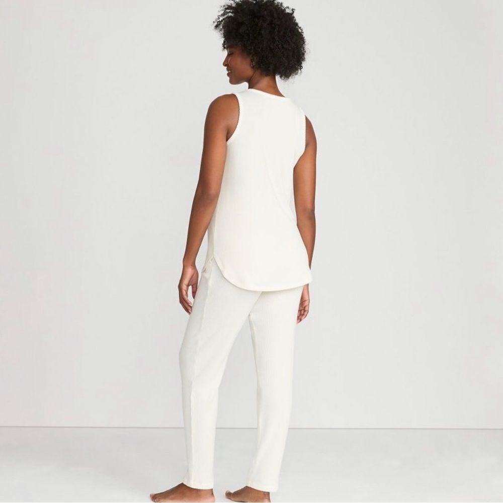 Lands' End Women's Cozy 2 Piece Pajama Set Top and Pants - Picture 7 of 8